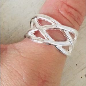 SILVER 925 open ring geometric lattice